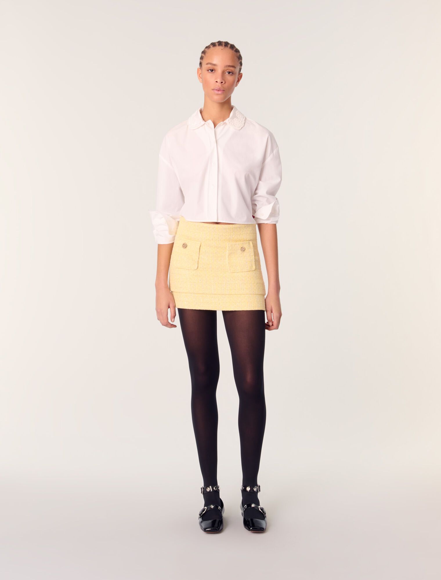 Chân váy tweed bo gấu